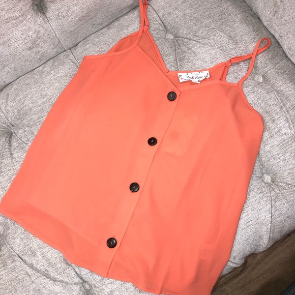 Pink Rose Tops - 🆕 orange button flowy tank top